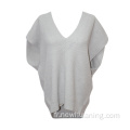 Pull en tricot à col en V blanc pour femmes